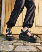 DR MARTENS FRANCIS LEATHER STRAP SANDALS 26525001 BLACK HYDRO LEATHER